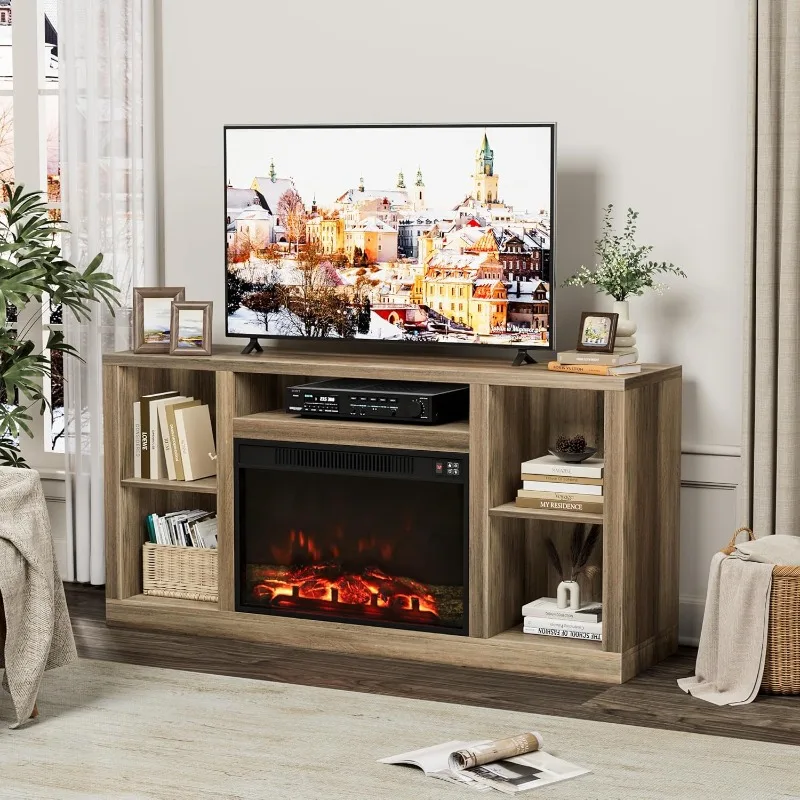 Fireplace TV Stand for 65 Inch TV, Media Entertainment Center Console Table with 26