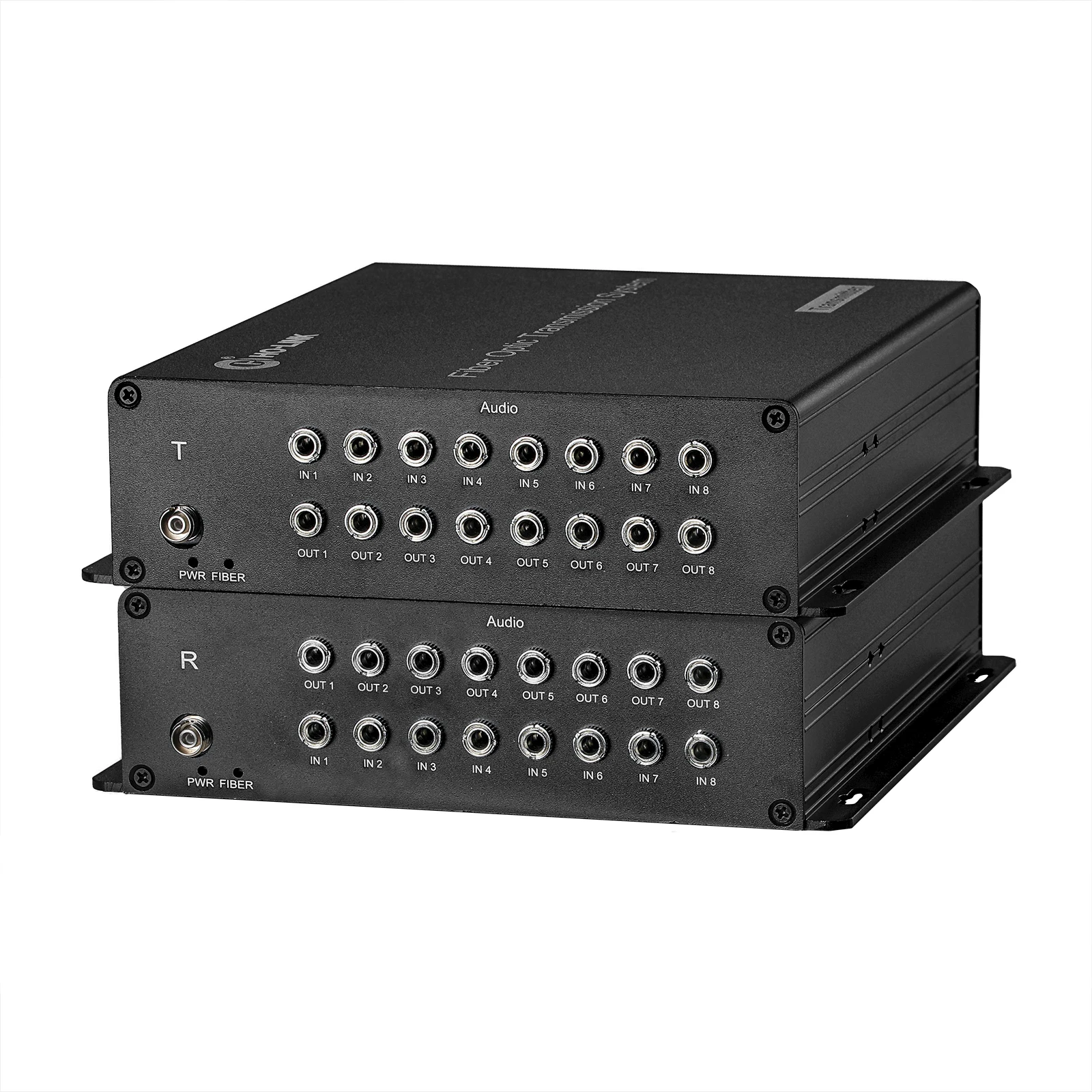 8 channel fiber optic to audio converter audio transmitter receiver single mode 20km