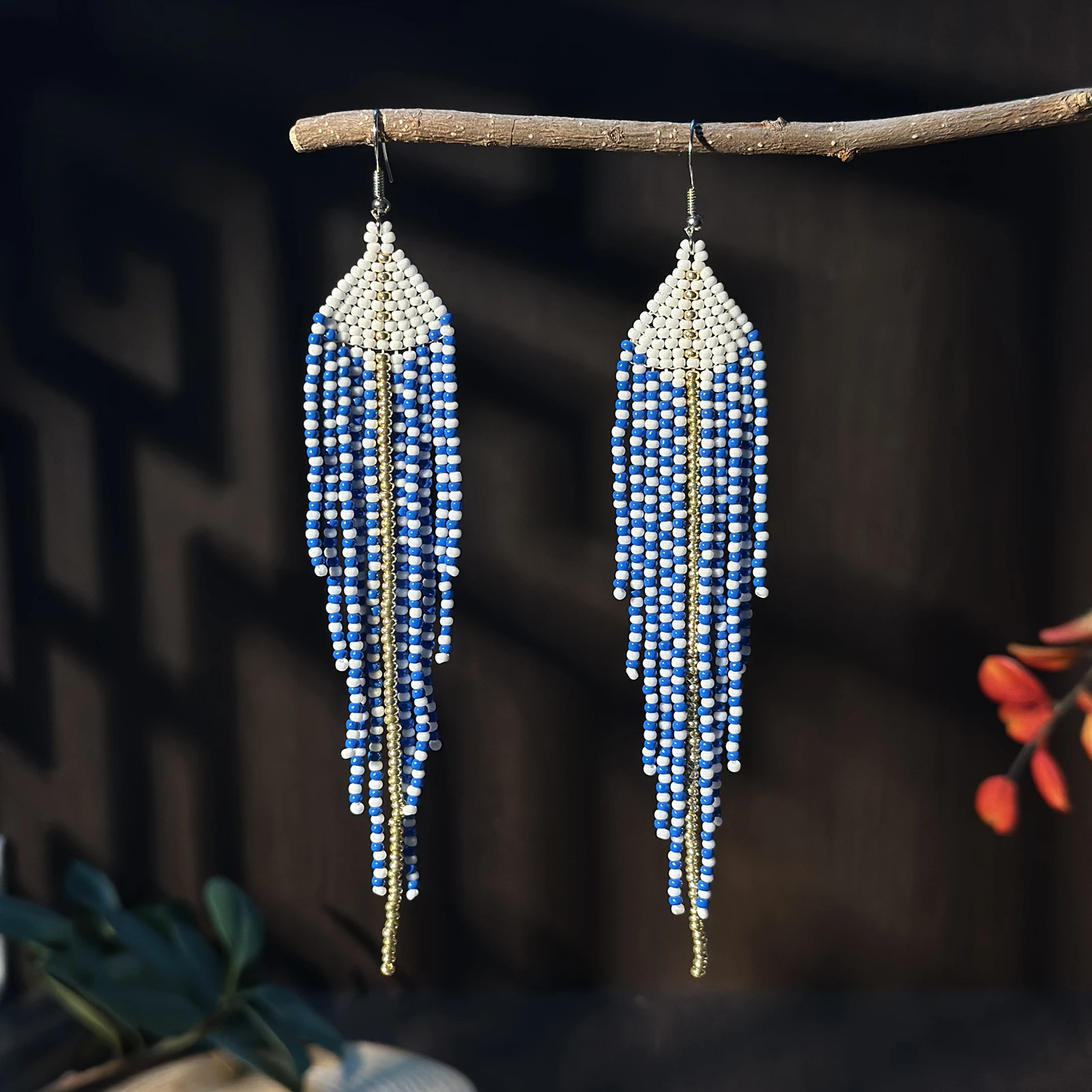 

AHAYA Official Bohemian Fashion Su Earrings Long Beaded Spot Earrings Handmade Weaving Jewelry Wearing Holiday Gifts for Women