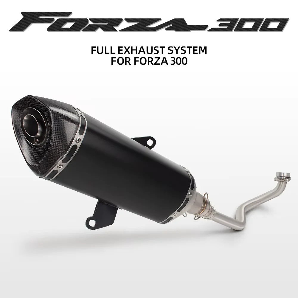 

For Honda FORZA 300 FORZA300 2018-2020 Motorcycle Exhaust Escape Front Link Pipe with Carbon Fiber 51mm Muffler Tube