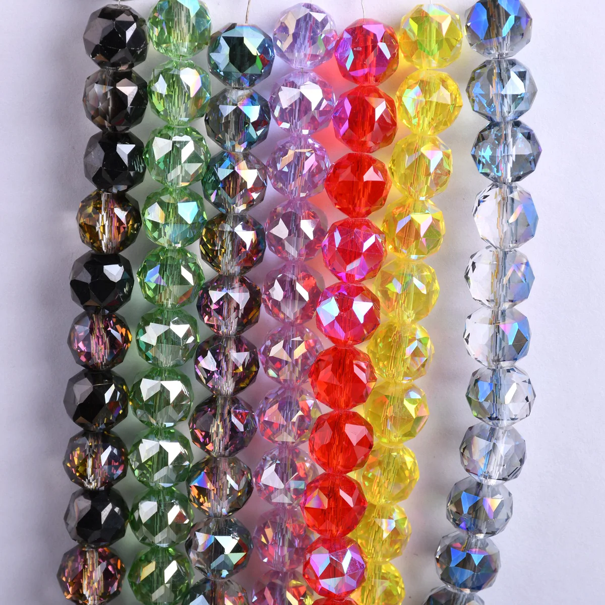 10pcs Shiny Glossy Colorful Round 10mm Faceted Crystal Glass Loose Beads For Jewelry Making DIY Bracelet Findings