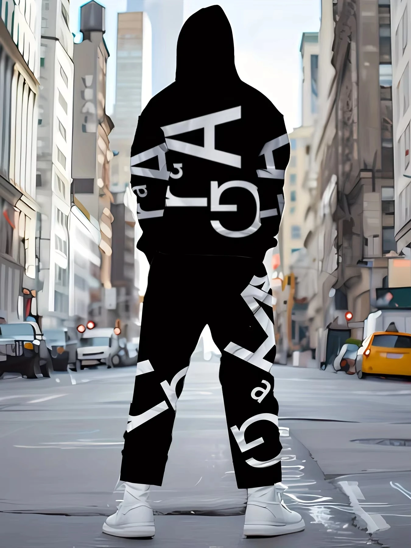 طقم هوديي كاجوال عصري للرجال لربيع وخريف 2025 مع مطبوعات حروف