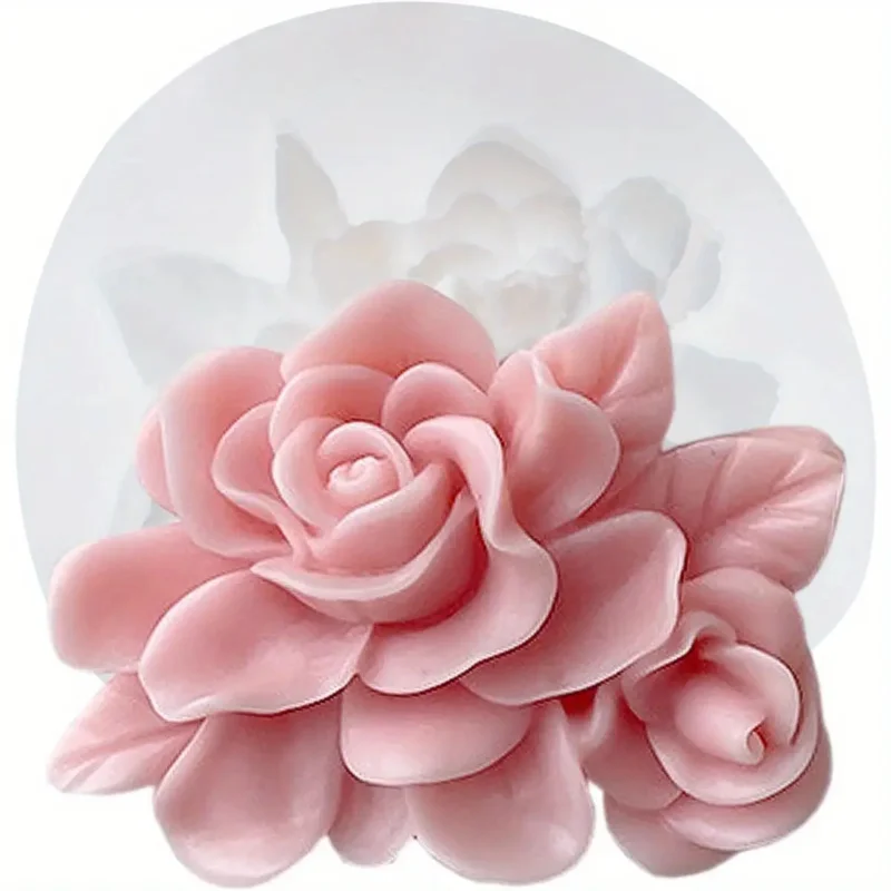 Moule à bougie en Silicone Rose 1Gardenia, moule en argile à fleurs, résine liquide, décoration de la maison, fabrication de bougies en plâtre d'aromathérapie