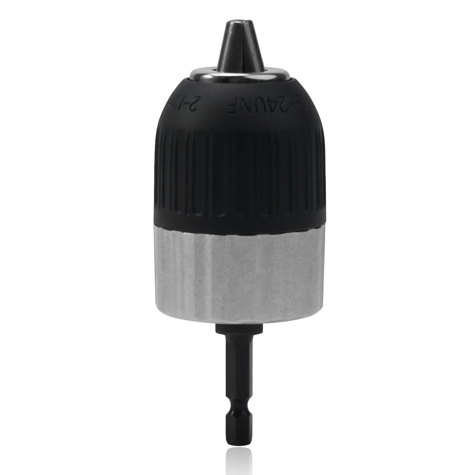 Hex Shank Adapter Keyless Drill Chuck Silver black Adjustable Clamping Drill Bit Holder Electric Drill Chuck Wide Clamping Range