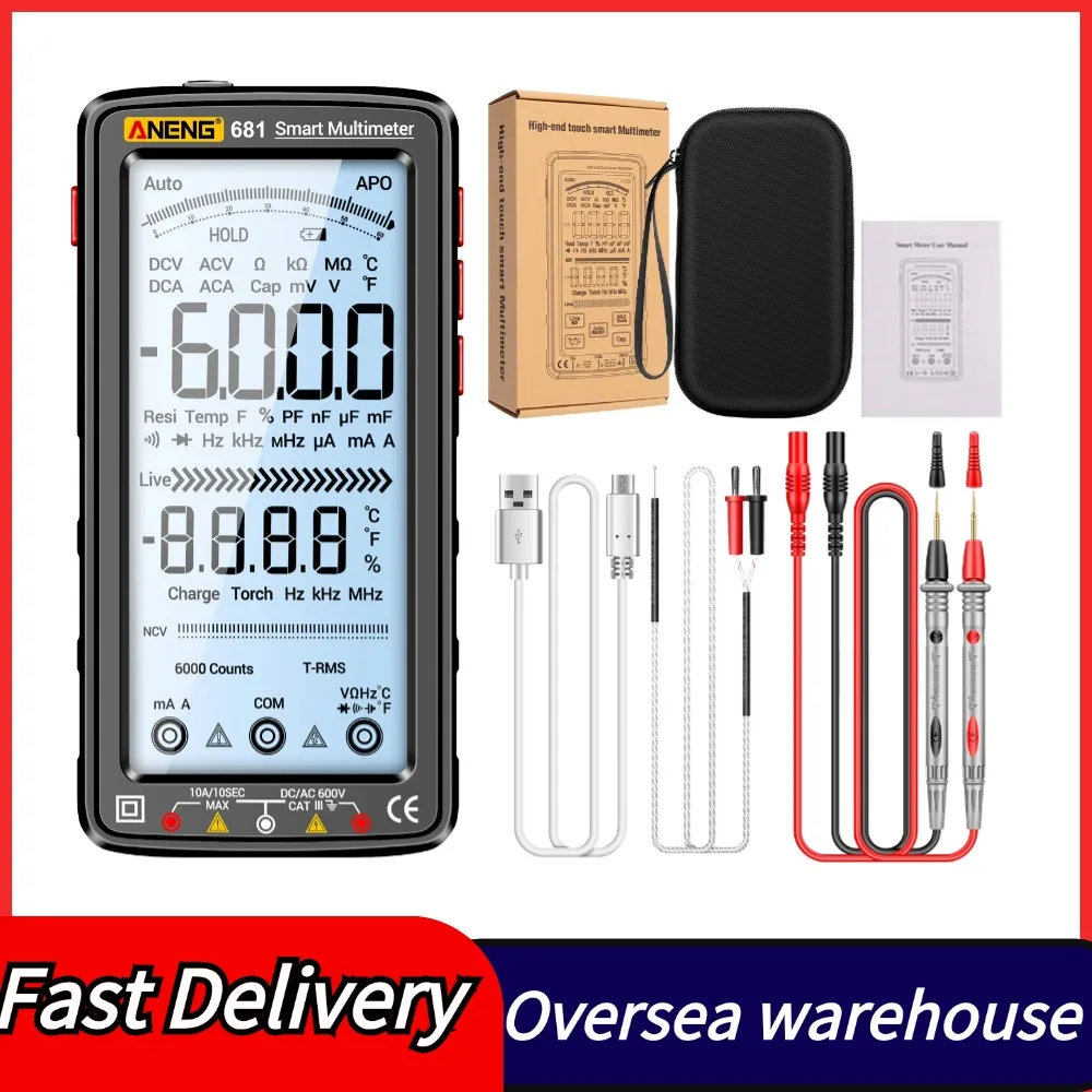 ANENG 681 Smart Multimeter 6000 Counts NCV Non-contact AC/DC Current Voltage Tester Resistance Diode Universal Meter