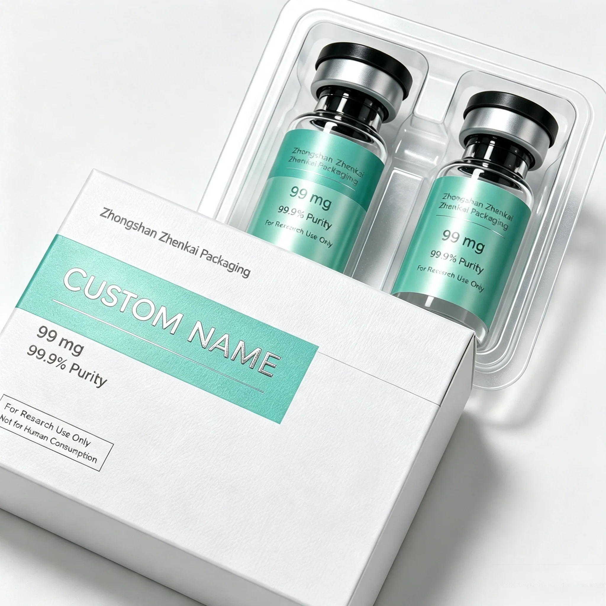 Custom Printed HD Waterproof Cartons Self Adhesive Vinyl Peptide Vial Labels For Workout Skincare Liquid Supplement Bottles