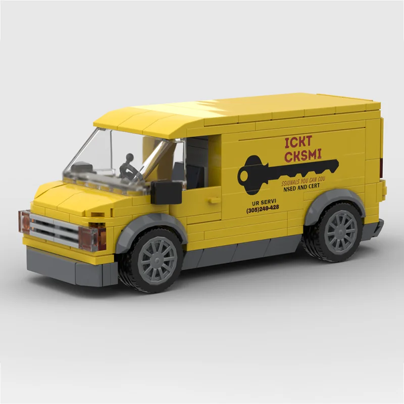 City Car Model MOC Building Bricks Mobile Locksmithing Van Modular Technology Children Holiday Gifts Assemble Toys Suit