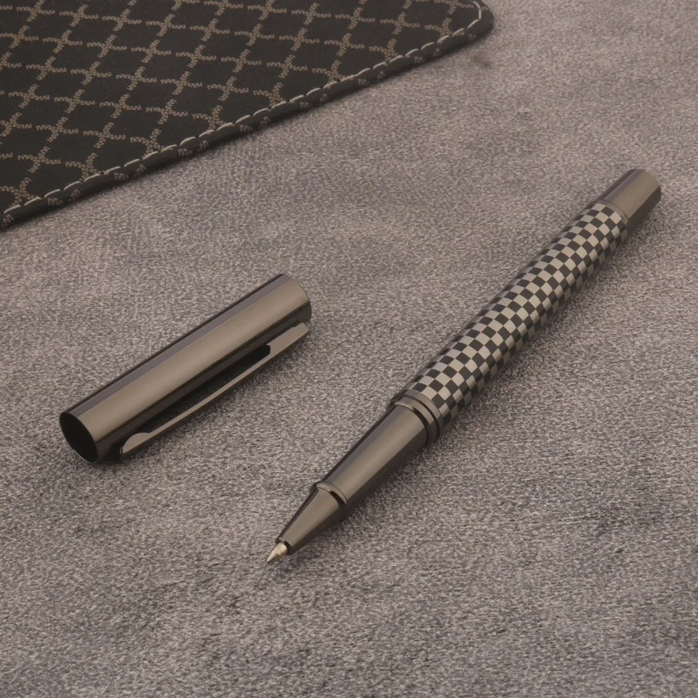 1pc metal Rollerball Pen Gun grey Grid Stationery Office school supplies Writing Gift ball point pens