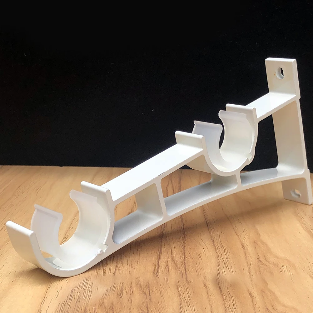 

4Pcs Double Curtain Rod Holders Wall Mount Iron Material Longevity Reliable Stylish Black Finish Home Office Use