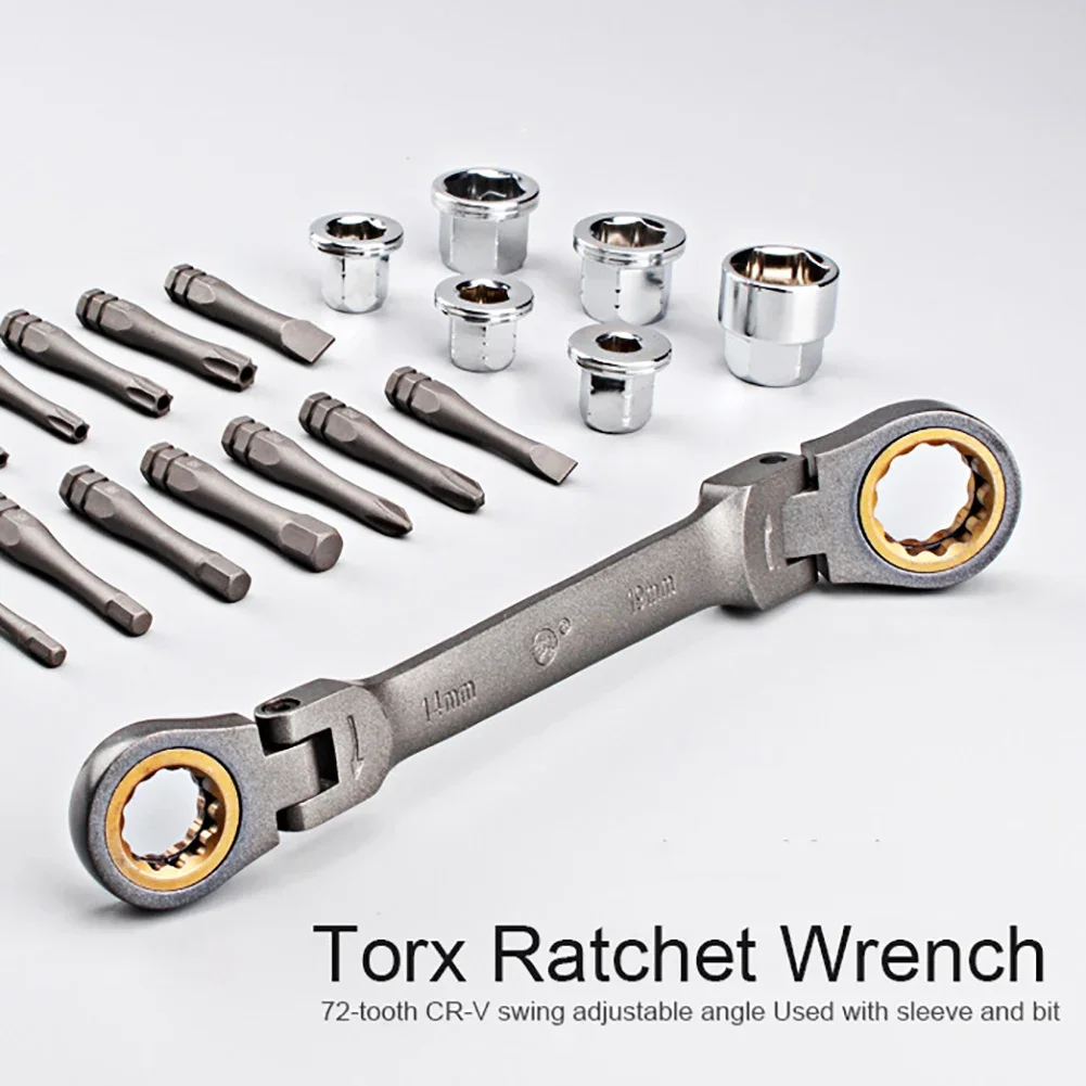23pcs Multifunctional Ratchet Spanner Set Flexible Head Double Box Wrench Socket Screwdriver Bits Auto Repairing Tool