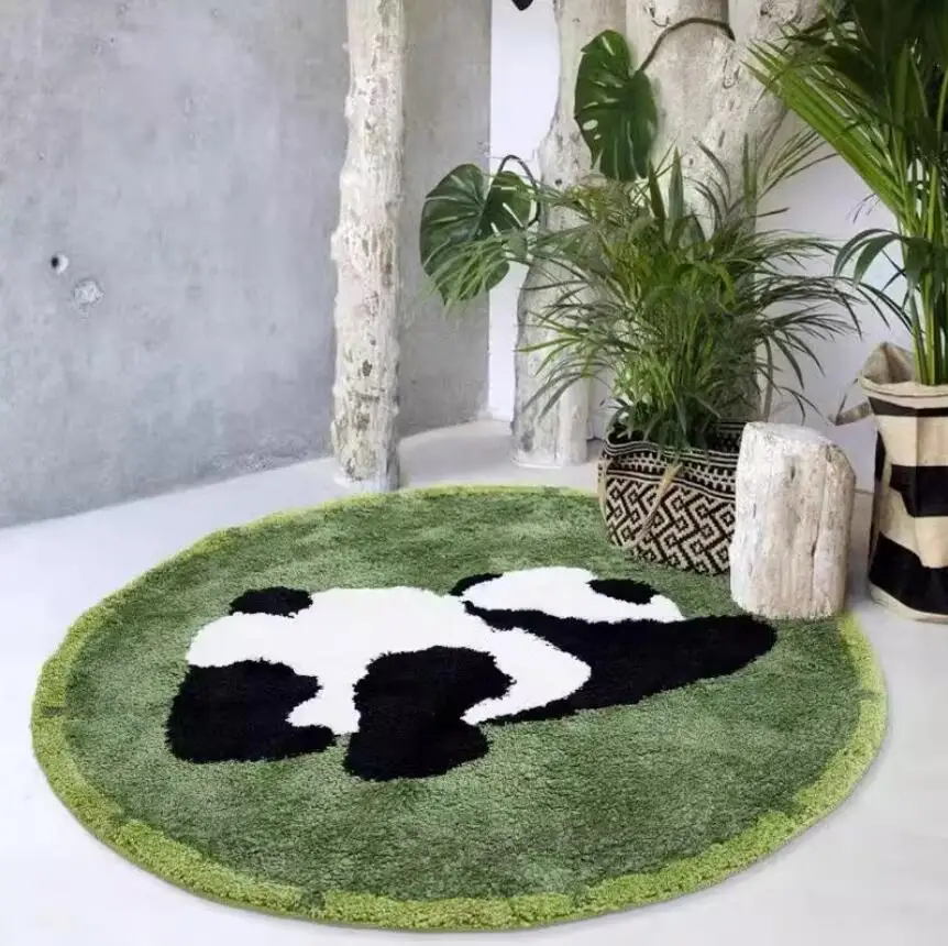 

Fluffy Cute Cartoon Panda Round Carpets for Bed Room Decoration Rugs Living Room Plush Carpet Home Area Rug Thicken Floor Mat