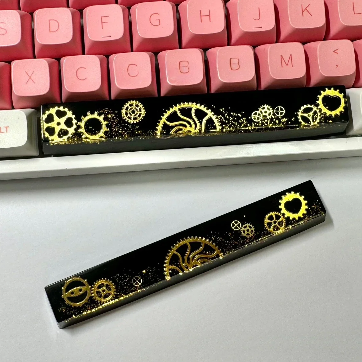 

Gear Theme Keycaps Space Key OEM Profile Keycaps Black Handmade Resin 6.25U Space Keycaps Mechanical Keyboard Accessories Gift S