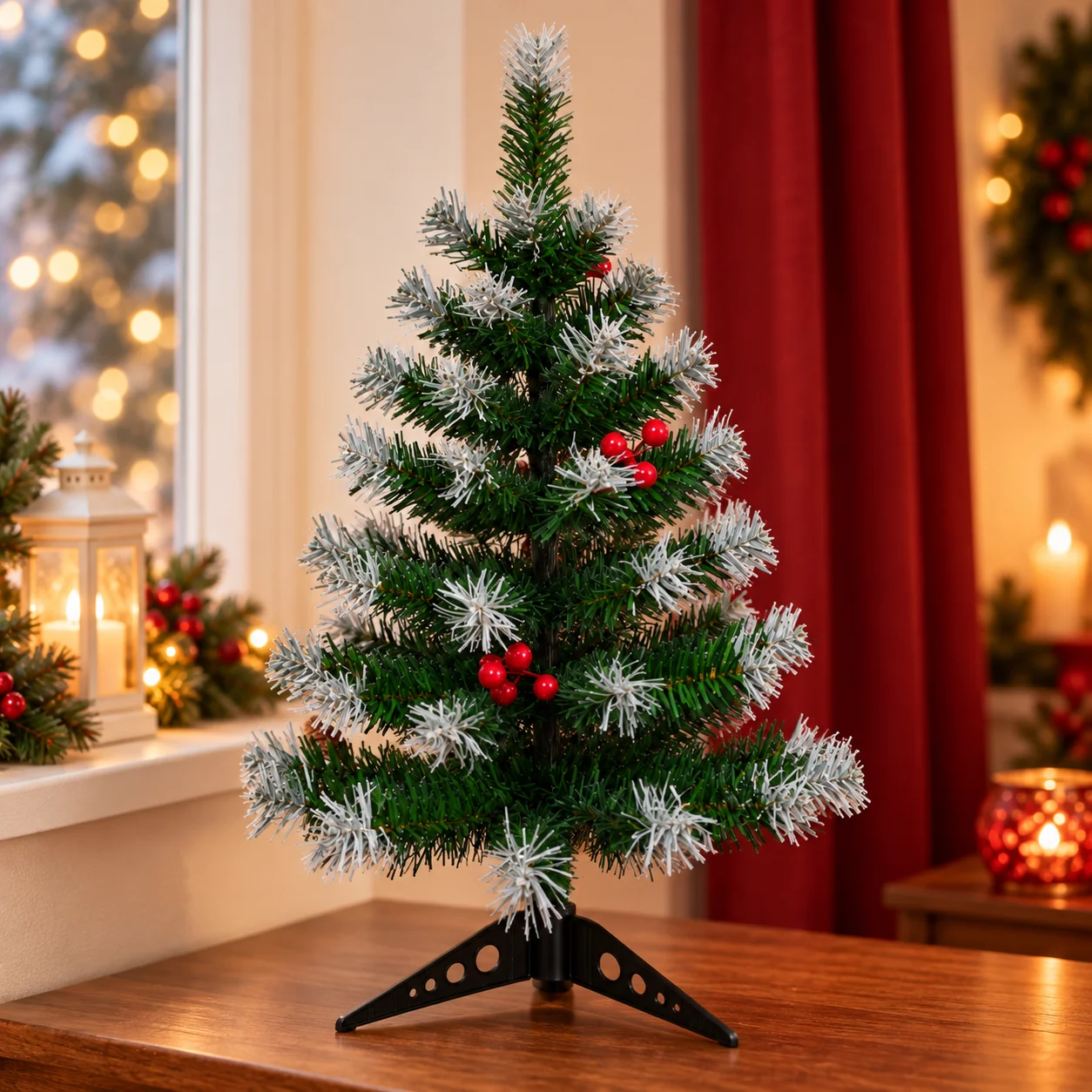 Mini-Weihnachtsbaum aus PVC mit LED-Lichtleiste, Tannenzapfen, Tischplatte, Weihnachtsbaum, 45 cm/60 cm, Weihnachtsfeier, Atmosphäre, Dekoration