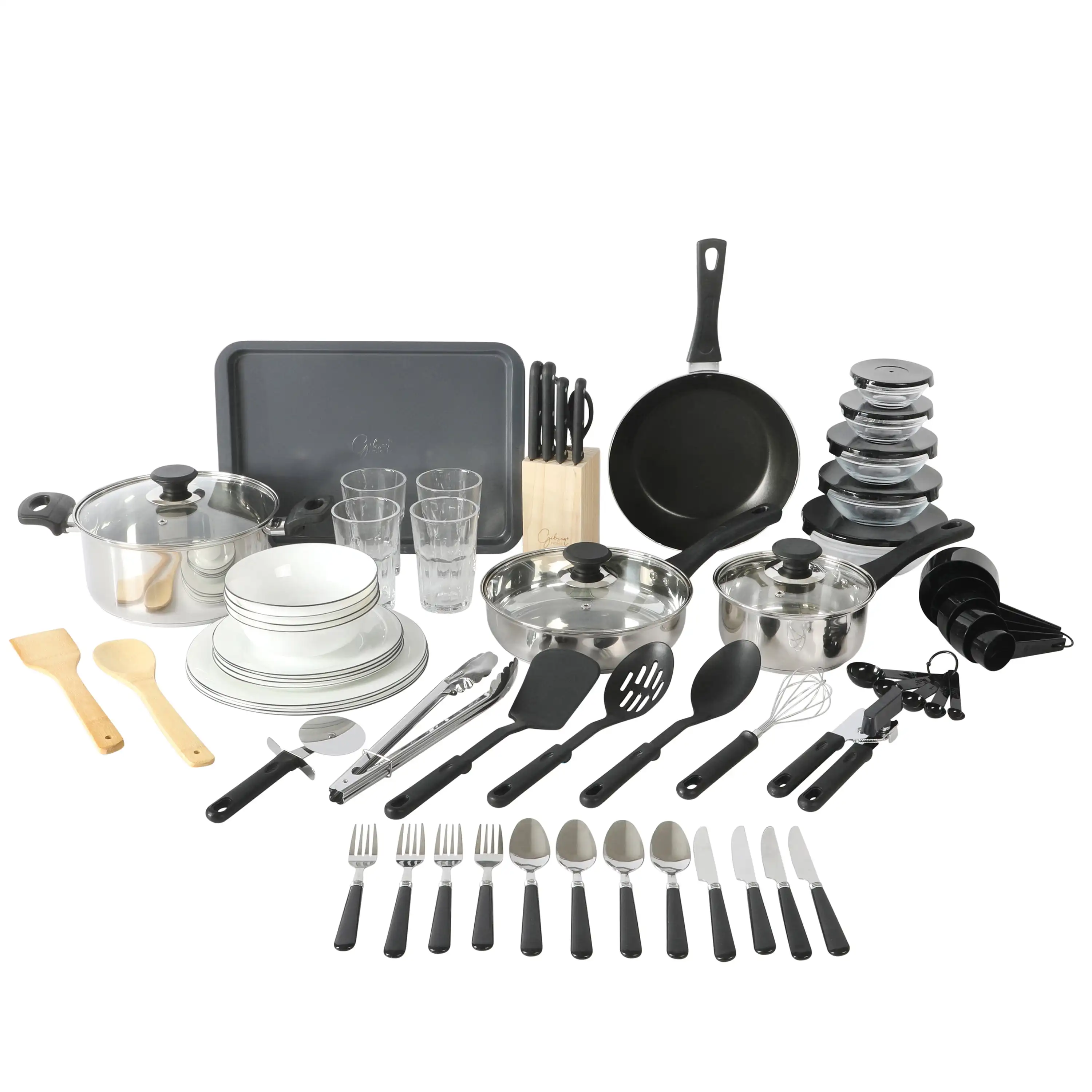 

71-Piece Stainless Steel Silver Cookware Combo Set