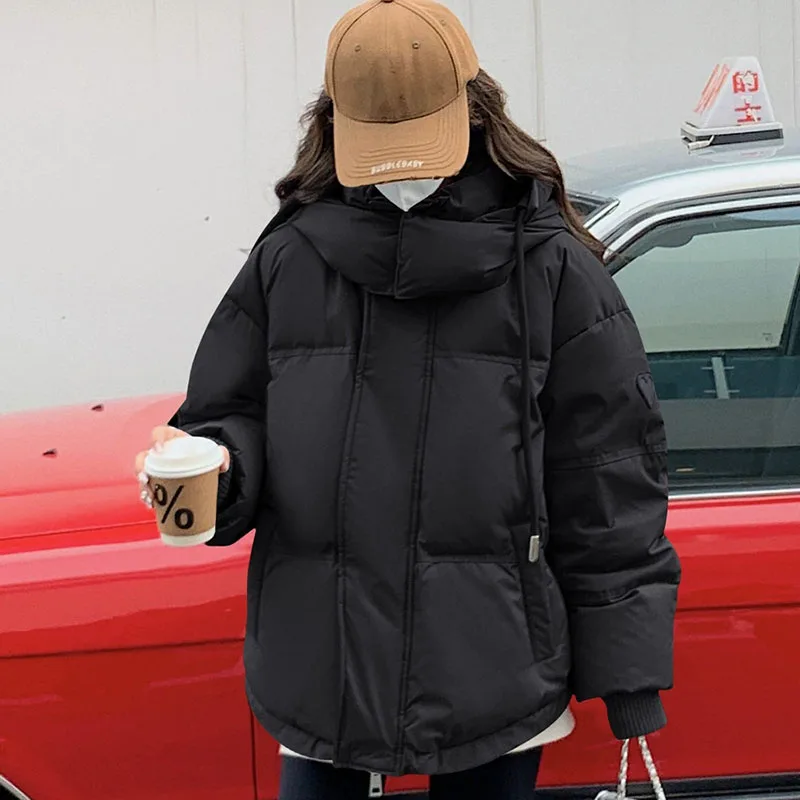 

Корейская короткая пуховая хлопковая куртка в форме сердца, женская зимняя куртка в стиле Харадзюку для пар, верхняя одежда в стиле хлеба, повседневные толстые теплые парки с капюшоном