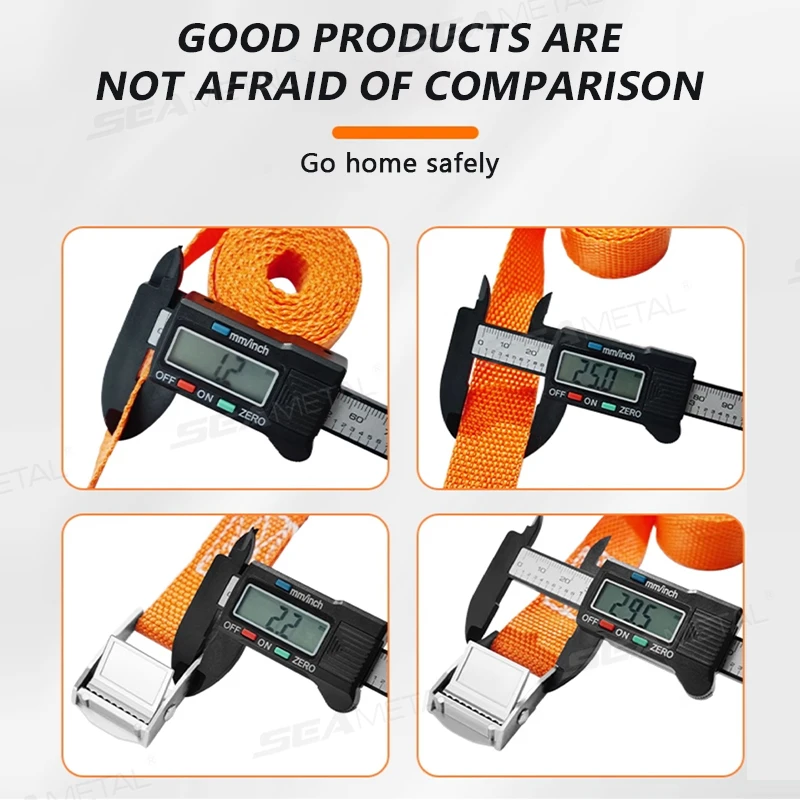 BLALION 3/4/6 متر حزام البضائع مع مشبك التعادل أسفل حزام دراجة نارية سيارة دراجة حبل للسحب قوي اسئلة تحديد حزام لحقيبة الأمتعة #4