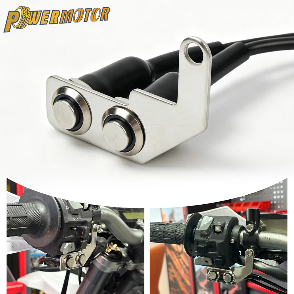 Motorcycle LED Handlebar Switch Headlight Fog Light ON OFF Switch Button with Bracket Stainless Steel for Electric Bike Parts