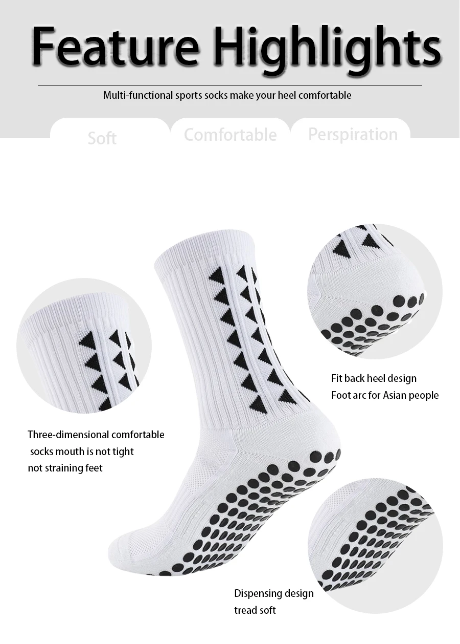 4-teiliges Set Fußballsocken für Männer und Frauen, rutschfeste Sportsocken, Schienbeinschoner, Klebebandagen – Detail 2