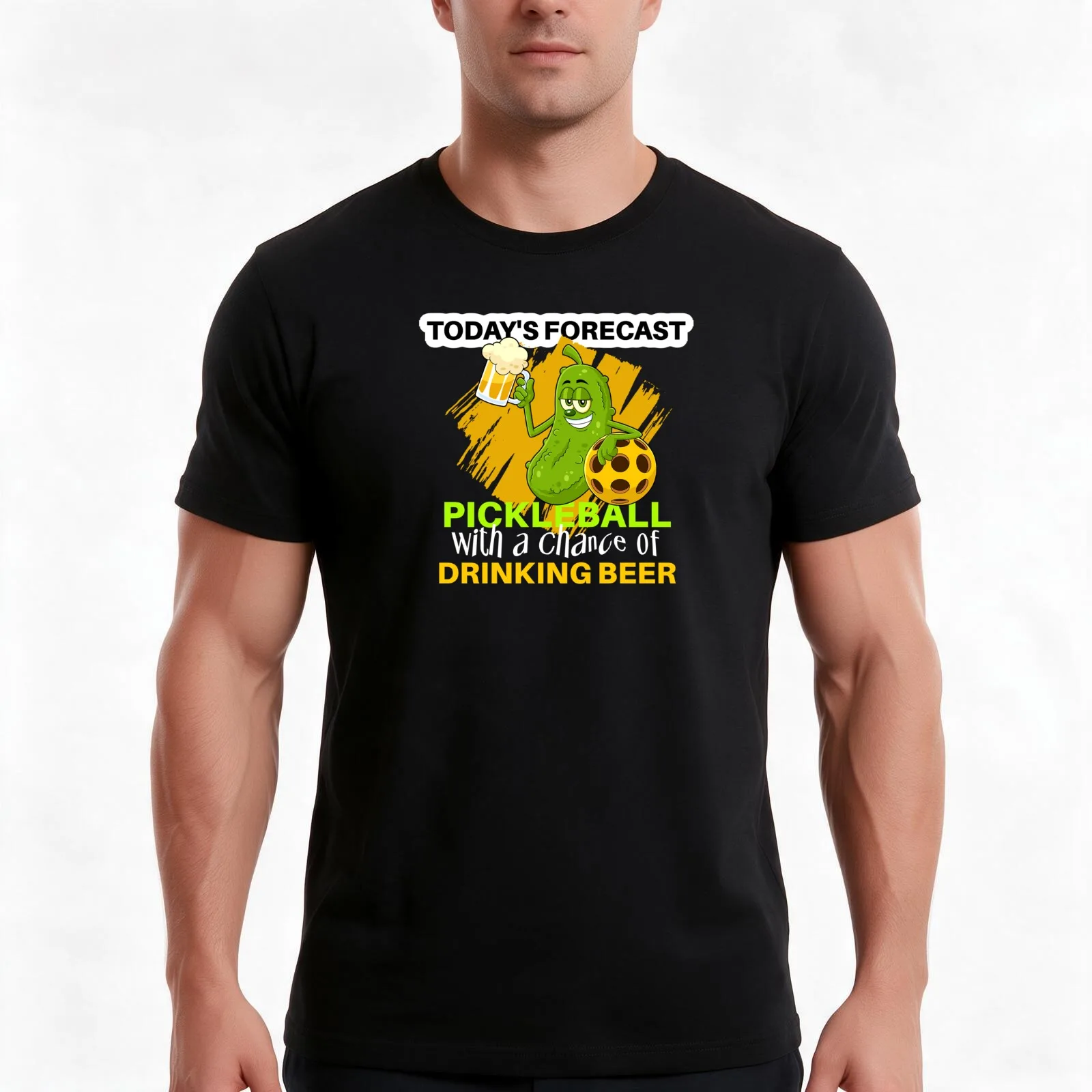 Today's Forecast ~ Pickleball With a Chance of Drinking Beer T-Shirt, Summer Casual Cotton Tee, Oversized Streetwear Tops