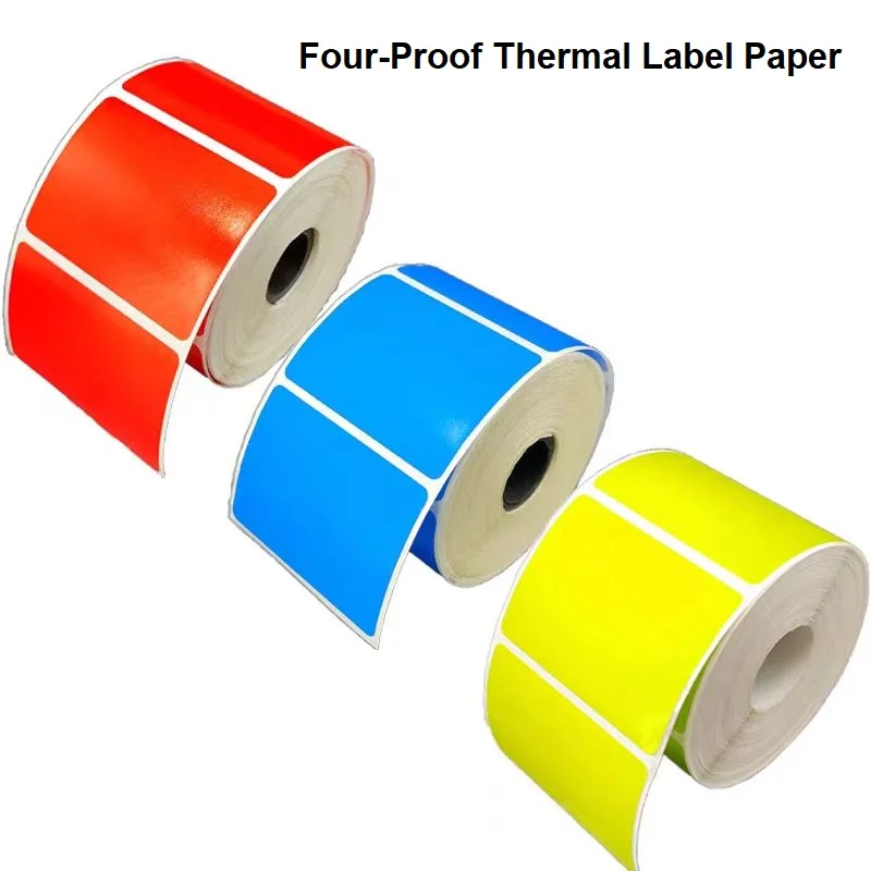 Small Roll Colored Four-proof Thermal Label Paper 40 50 70mm Mobile Barcode Printing Sticker Portable Supermarket Price Tag