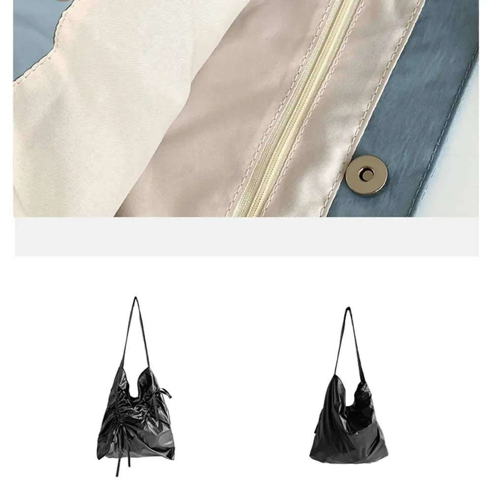 Koreanischen Stil Bogen Kordelzug Tasche Bowknot Falten Nylon Geraffte Schulter Tasche Einfarbig Nische Design Silber Einkaufstasche Outdoor