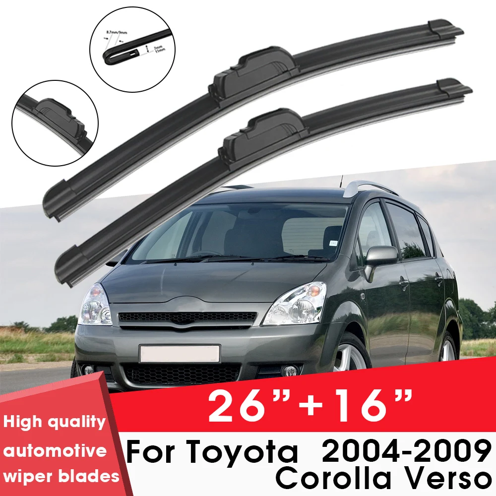 

Car Wiper Blade Blades For Toyota Corolla Verso 2004-2009 26"+16" Windshield Windscreen Clean Rubber Silicon Cars Wipers