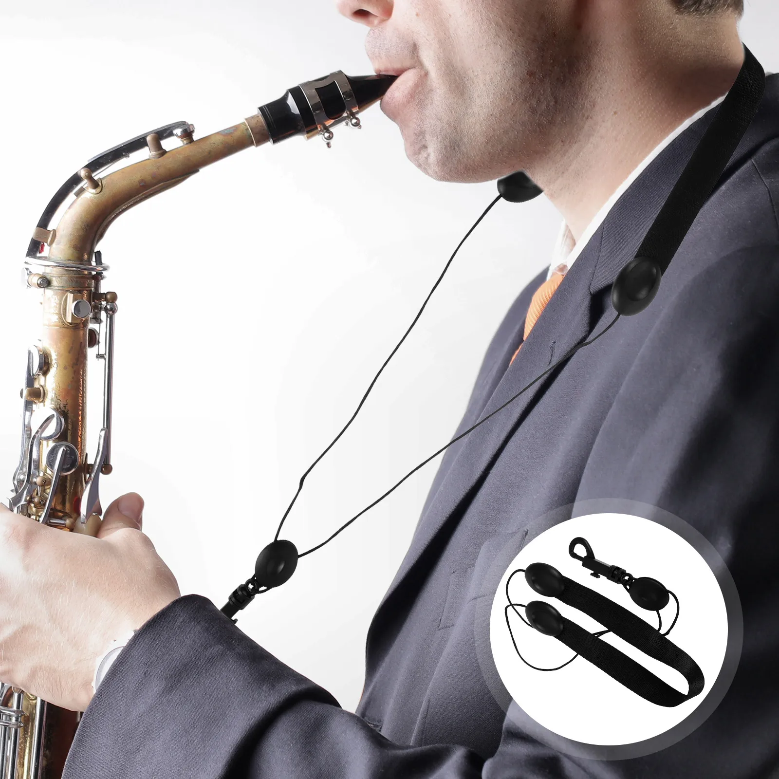 

Clarinet Neck Strap Clip Alto Sax Instrument with Hook Safety Snap Abs Plastic Saxophone