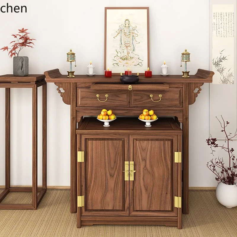 

HT table incense case solid wood Buddhist hall modern simple table offering cabinet casket home decoration accessories