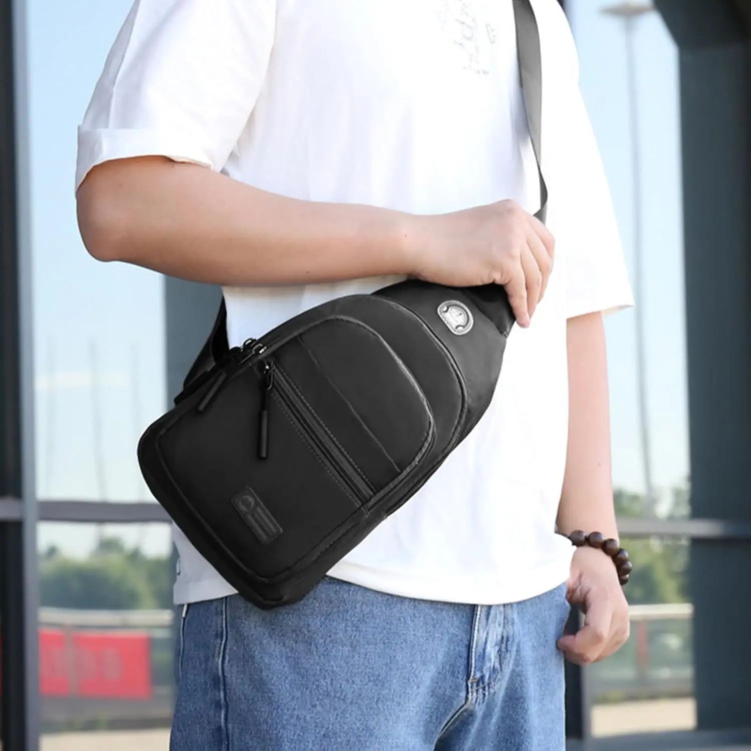 Sling Nylon Waterproof Casual Chest Bag for Outdoor Sports Larger Capacity Cycling Hiking Travael Works Shoulder Crossbody Bag