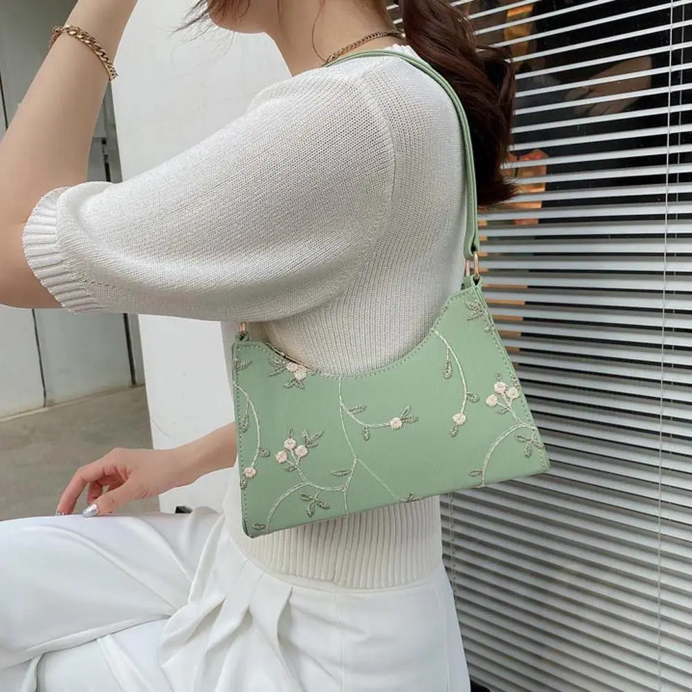

All-match Sweet For Girls Flower Embroidery Purse Wallets Women Underarm Bag Korean Handbag Shoulder Bags Mini Messenger Bags