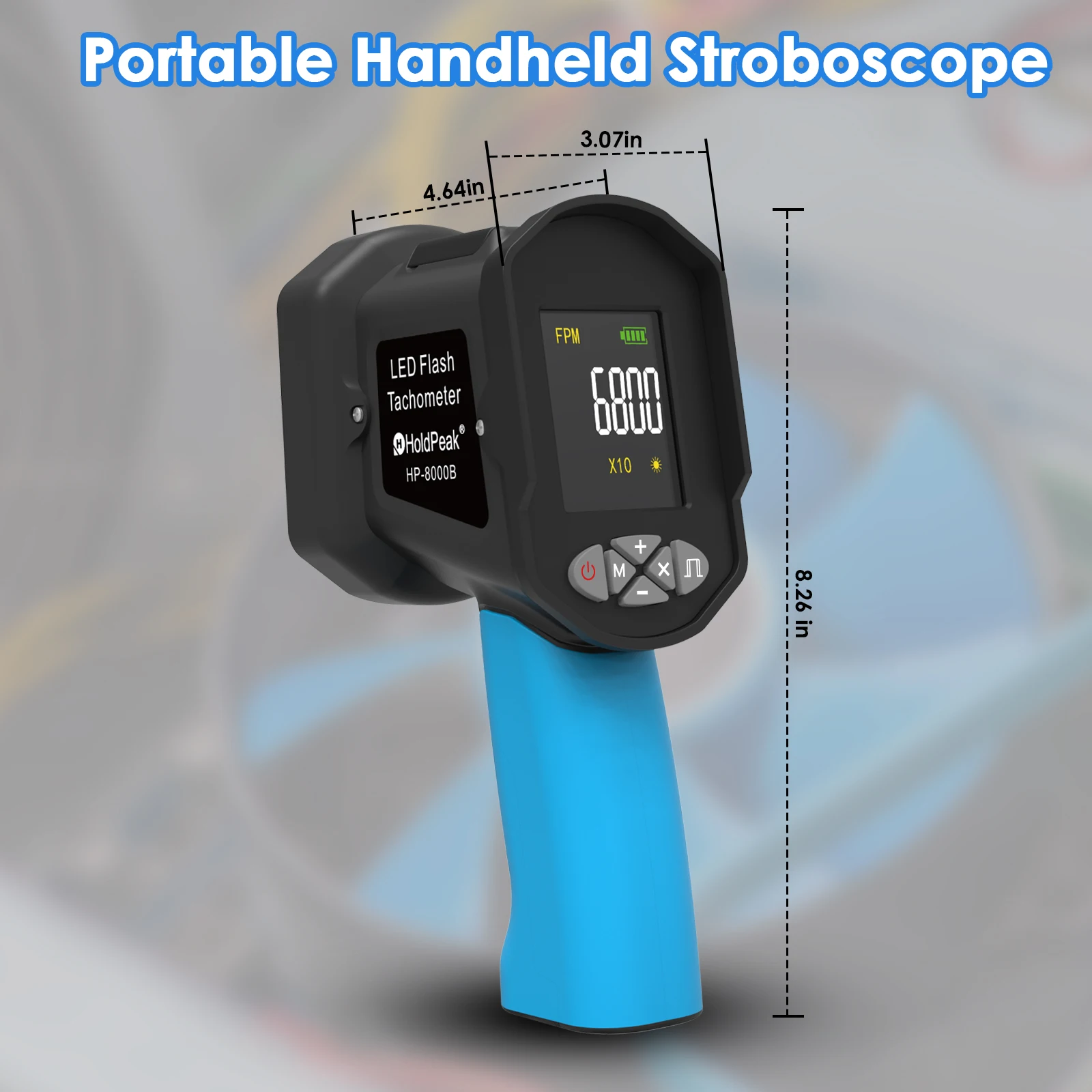 Digital Handheld Stroboscope 60-99999 FPM Non Contact Strobe Tachomete High Accuracy 0.001% Rechargeable LED Flash Tachometer