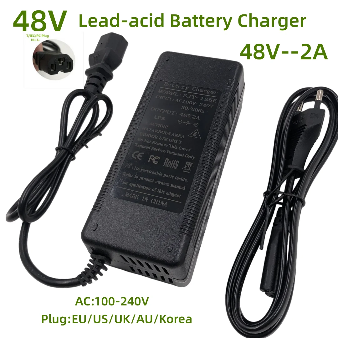 48V 2A Lead Acid Battery Charger For 48V 14AH 12AH 20AH 32AH with Cooling Fan Good Quality PC/IEC Connector