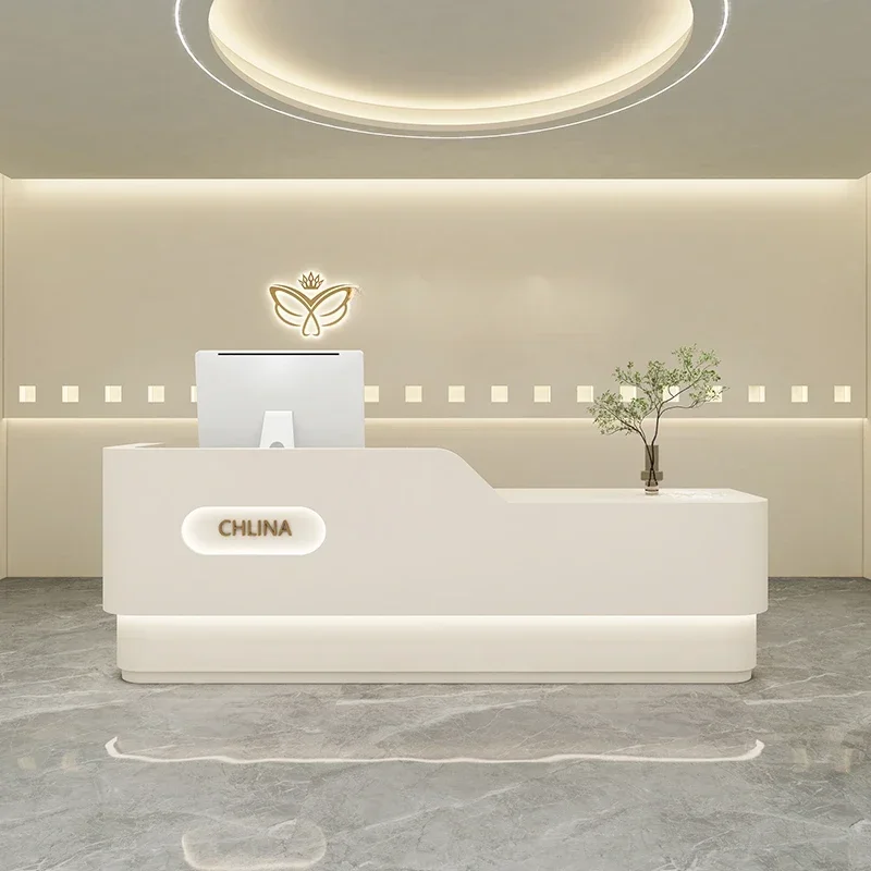 

Front Desk Reception Counter Clothes Executive Office Furniture Cheap Aesthetic Modern Home Bank Secretary Advanced Led Cash Spa