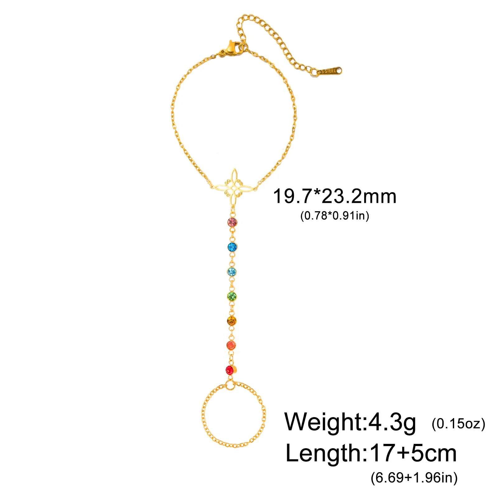 Unift سوار عقدة الساحرة مع خاتم الفولاذ المقاوم للصدأ سوار المرأة موضة سوار الزركون الملون مع خاتم هدايا لصديق #6