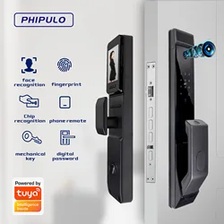 Tuya WiFi 3D Face Smart Door Lock Security Face Camera Monitor Intelligent Fingerprint Password Biometric Electronic Key Unlock