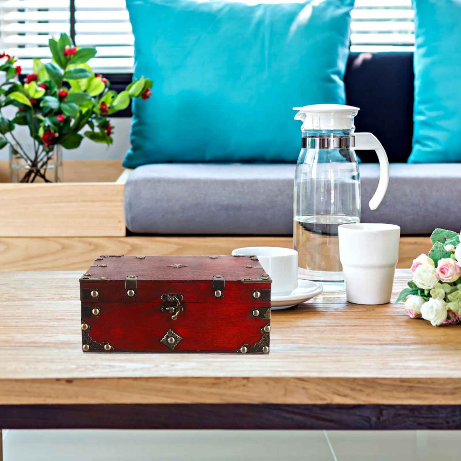 

Retro Style Jewelry Box Wooden Organizer Storage Case for Home Office Desk Cosmetics Keys Phone Sundries Retro Treasure