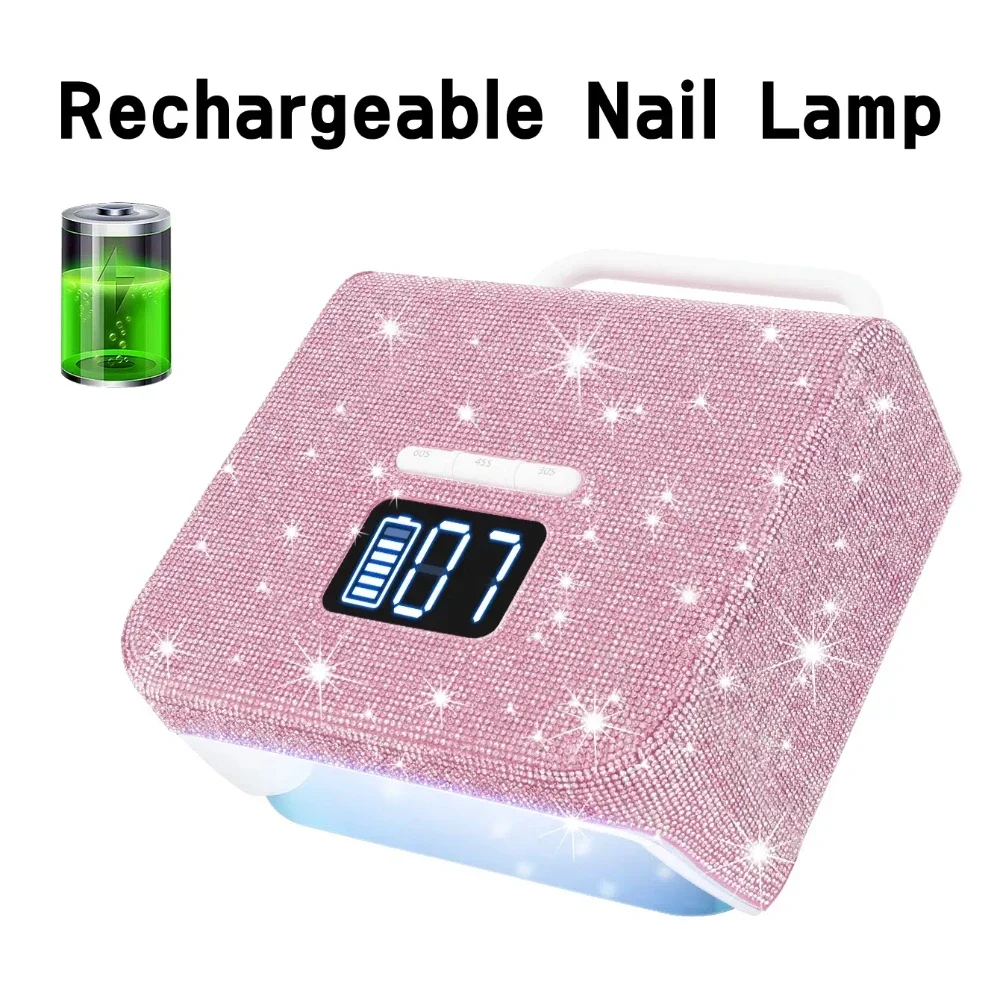 Pro UV LED Nail Lamp Rechargeable Lampe UV LED Rechargeable 220W Rhinestone Gel Polish Light Quick Dry Curing Lamp with Display