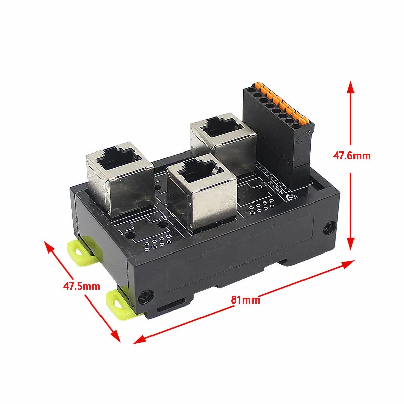 Kontak Cepat RJ45 female ke terminal block ,RJ45 8P8C Horizantal Breakout board RJ 45 splitter RJ45 adapter Din Rail Mounting