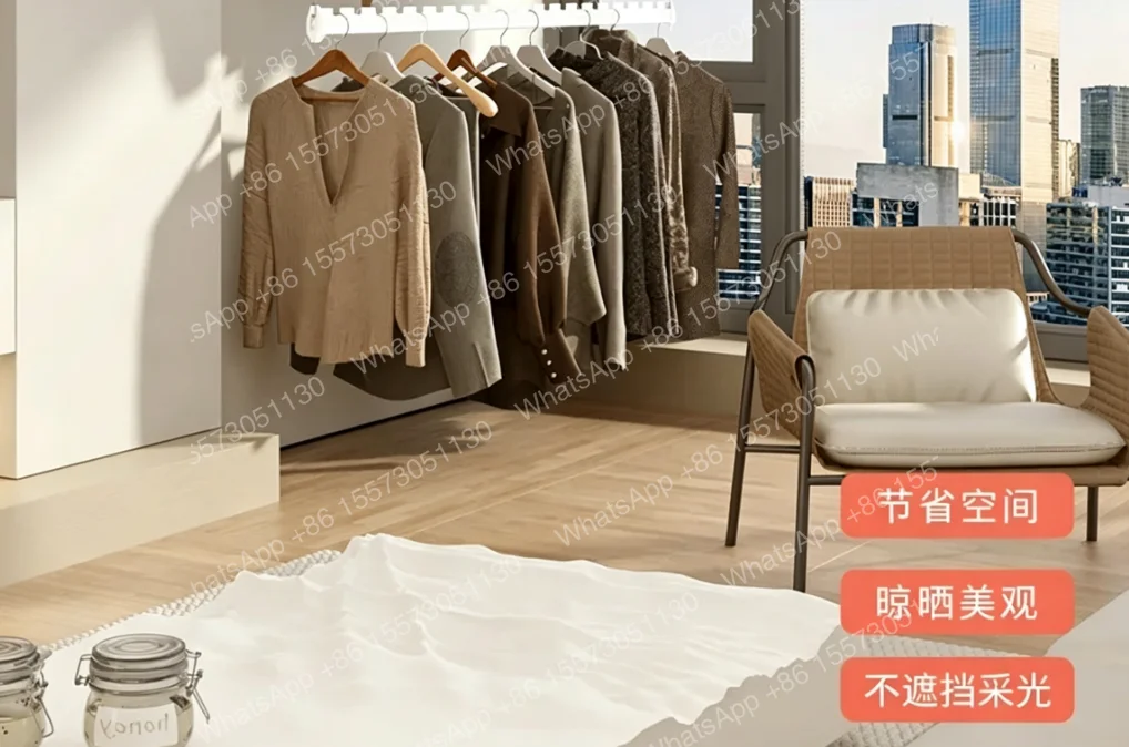 Electric Side-mounted Small Apartment Indoor Household Intelligent Remotelifting Double Rod Automatic Clothes Drying Rod
