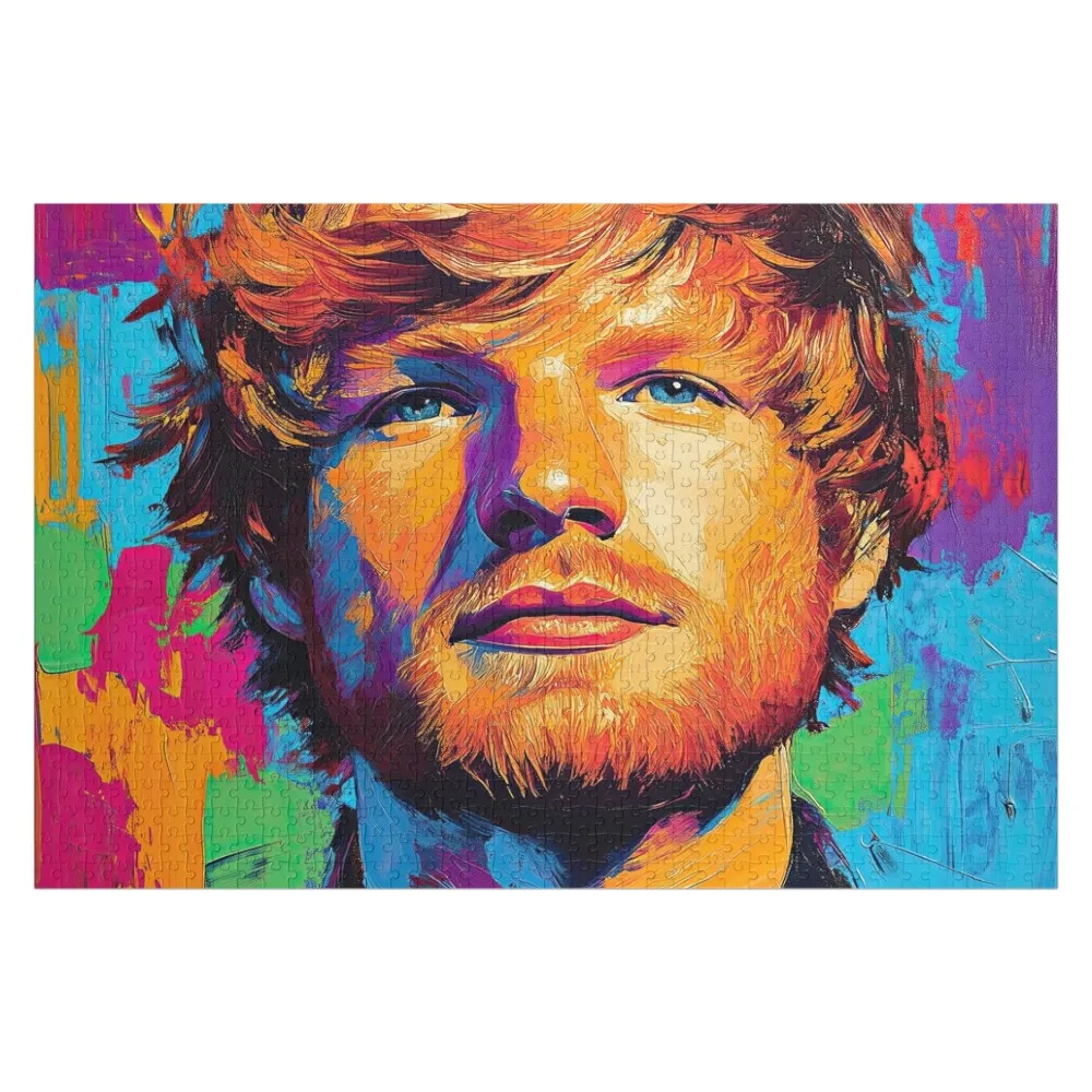 Ed Sheeran vibrant painting in abstract expressionist style Jigsaw Puzzle Jigsaw For Kids Wooden Boxes Name Wooden Toy Puzzle