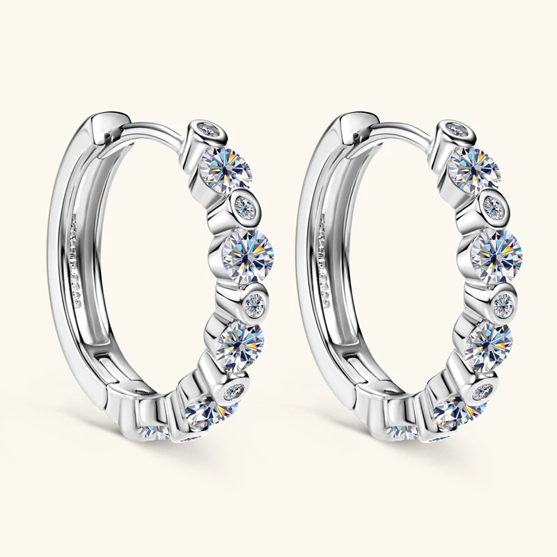 

IOGOU D0.57CT vvs1 круглые серьги-кольца с муассанитом и бриллиантами для девочек, оригинальные серьги из стерлингового серебра 925 пробы, модные обручальные ювелирные изделия