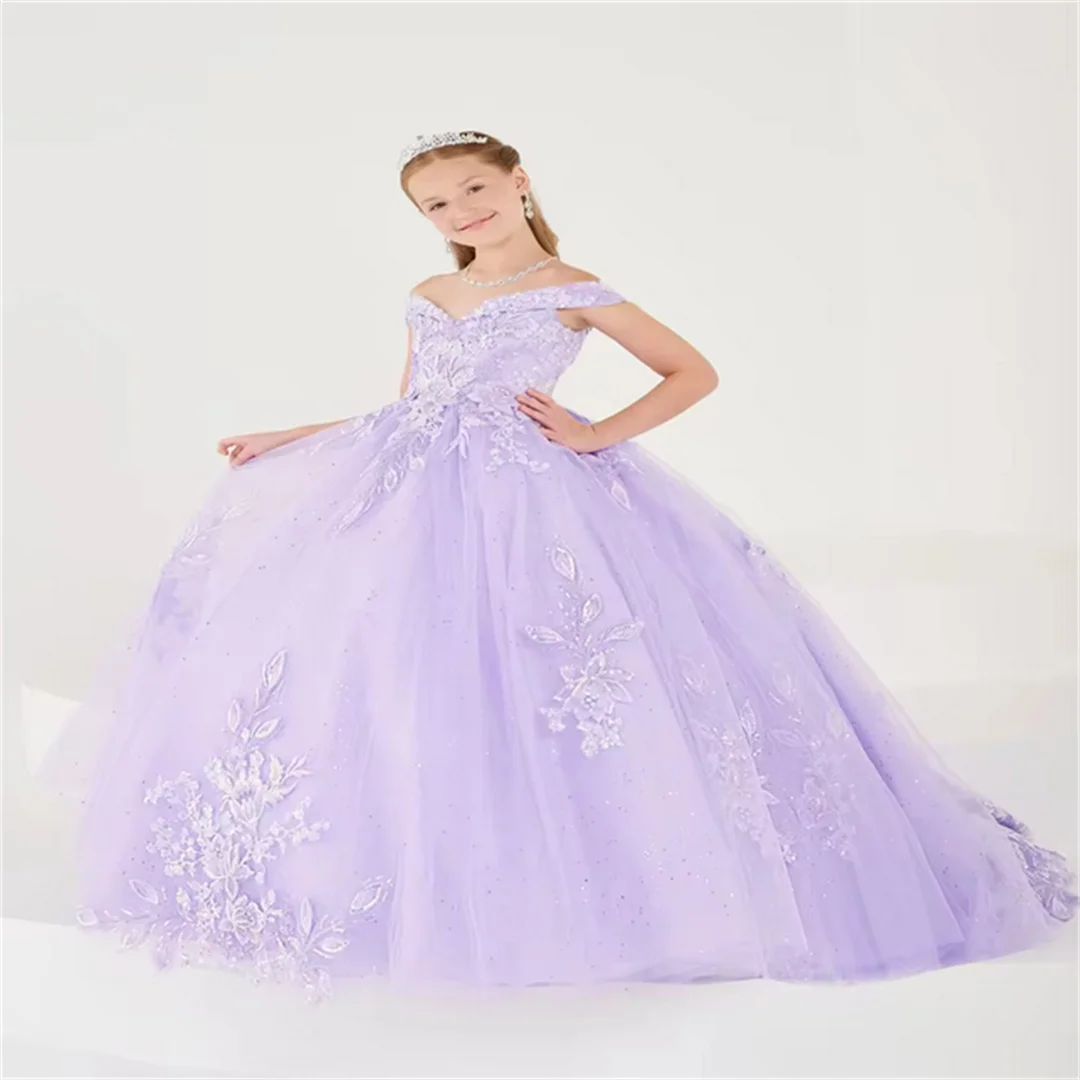 New Lilac Flower Girl Dress Appliqué Birthday Prom Party Pageant First Communion Beautiful Princess Custom Formal Event Gown