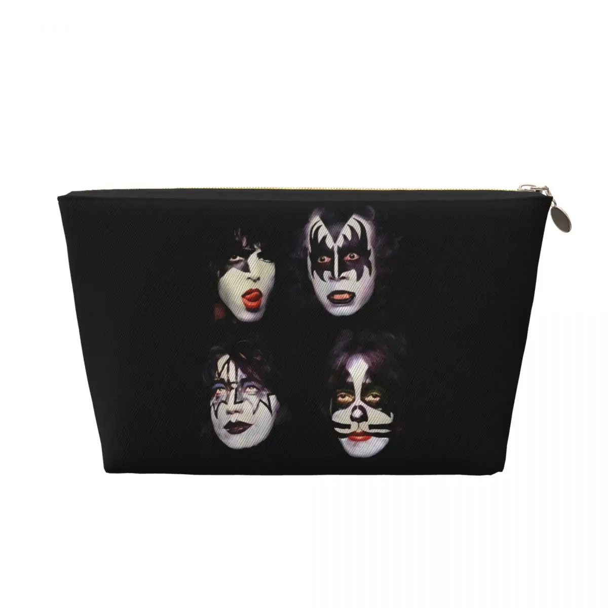 Custom Travel Kiss Rock Metal Band Toiletry Bag Portable Makeup Cosmetic Organizer for Women Beauty Storage Dopp Kit Box