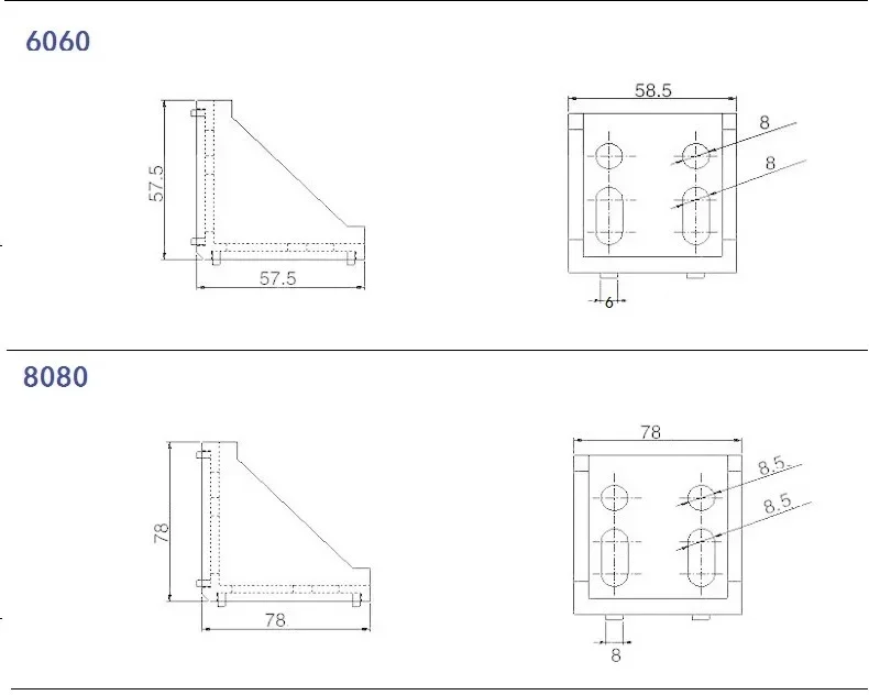 Corner Bracket 6060 8080 Gusset Element Corner Fitting L Bracket Angle Connector European Aluminum Profile