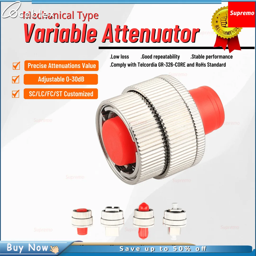 5 pz/lotto FC SC ST LC SMA attenuatore a fibra ottica Simplex monomodale attenuatore regolabile gamma 0-30dB accoppiatore variabile