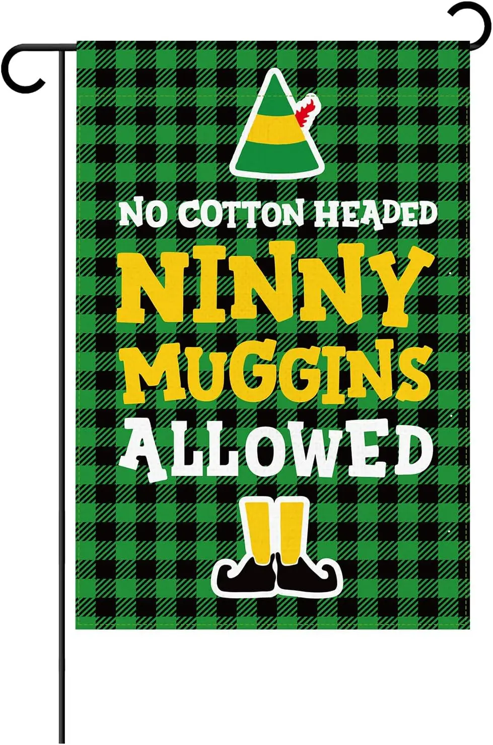 Funny Christmas Garden Flag, No Cotton Headed Ninny Muggins Allowed, Novelty Christmas Decorations, Double Sided Xmas Yard Flag,