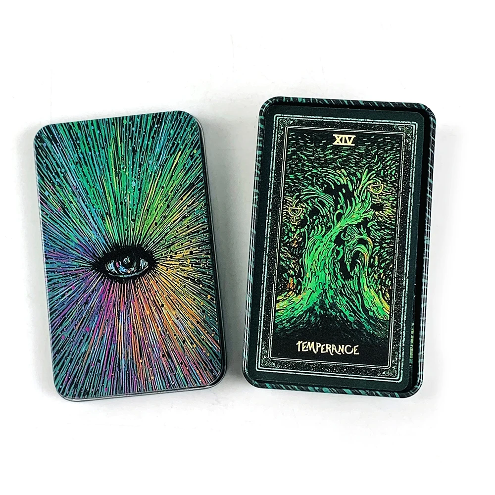 

Metal Box Gilded Tarot Cards Deck With Paper Guidebook English Vision Divination Board Games,Family Gathering Board Playing Game