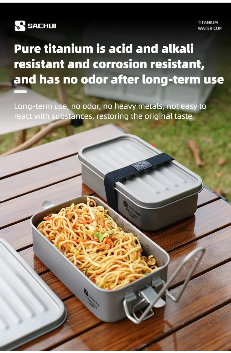 Einschichtige Lunchbox aus reinem Titan für Outdoor-Camping, langlebige, versiegelte Mahlzeitenbox, leichte, tragbare Bento-Box, Lebensmittelbehälter für zu Hause – Detail 4