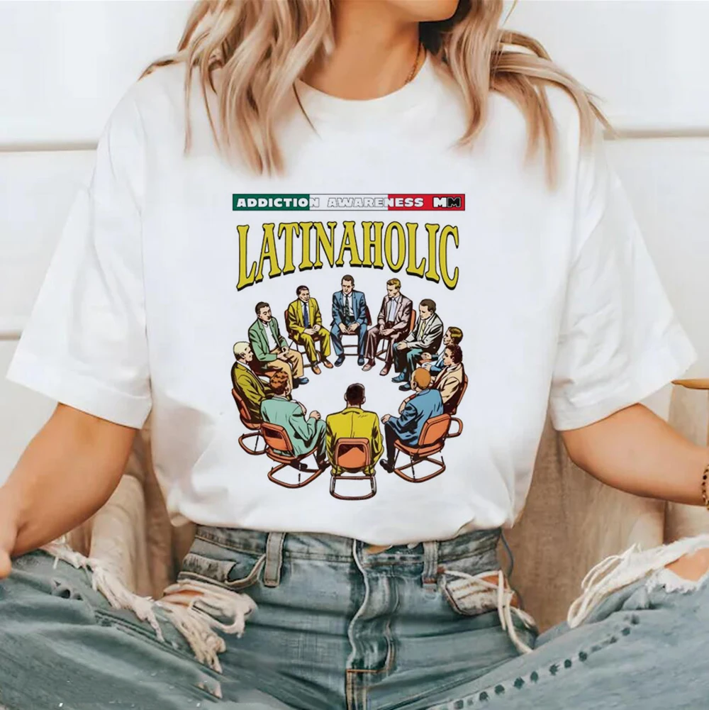 Retro Latinaholic Addiction Awareness Graphic Prints Tees Fashion Summer Casual Female Clothes Comfortable Street Tops