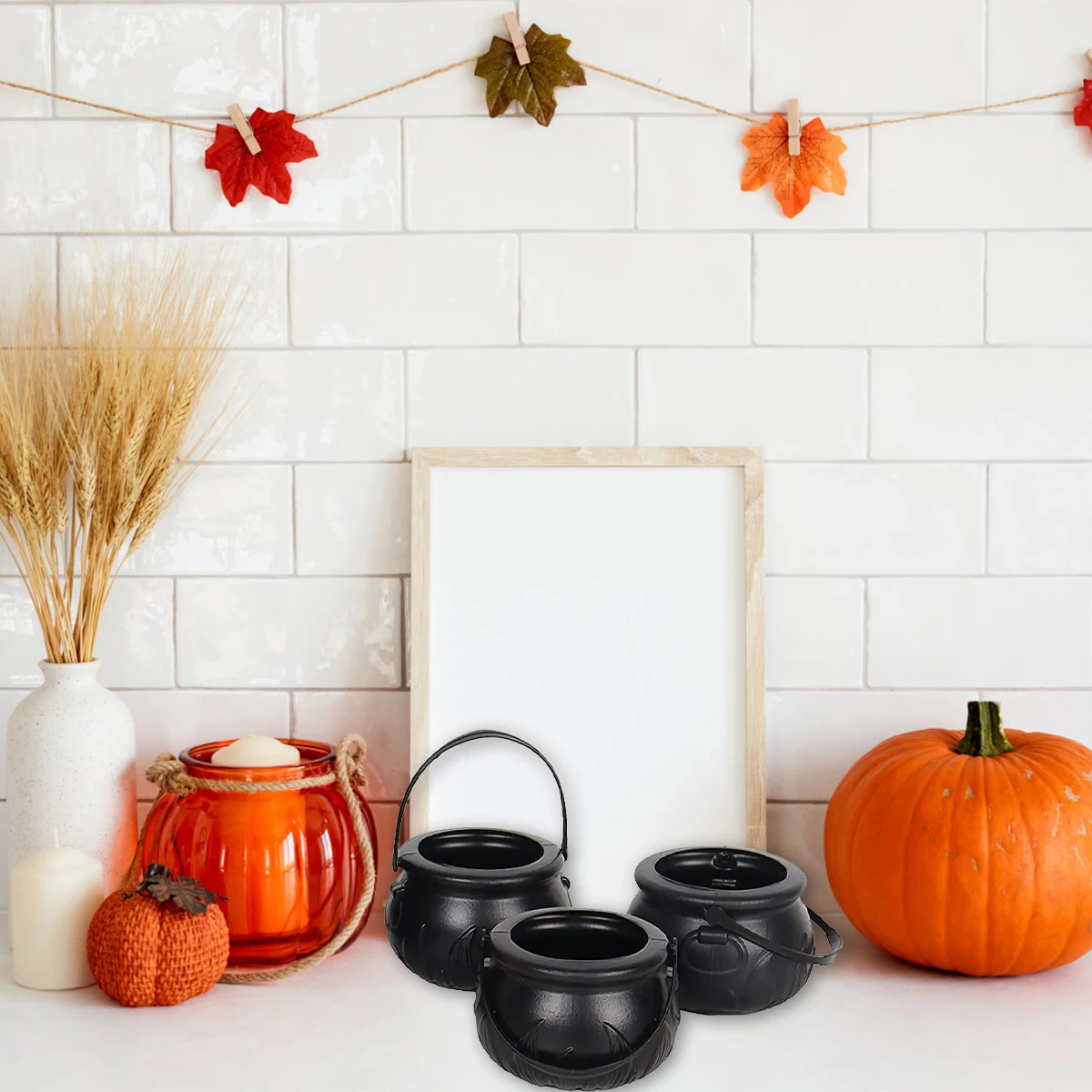 

6Pcs Creative Candy Pot Plastic Witch Skeleton Candy Cauldron Bucket Kettles With Handle Halloween Party Decoration Props